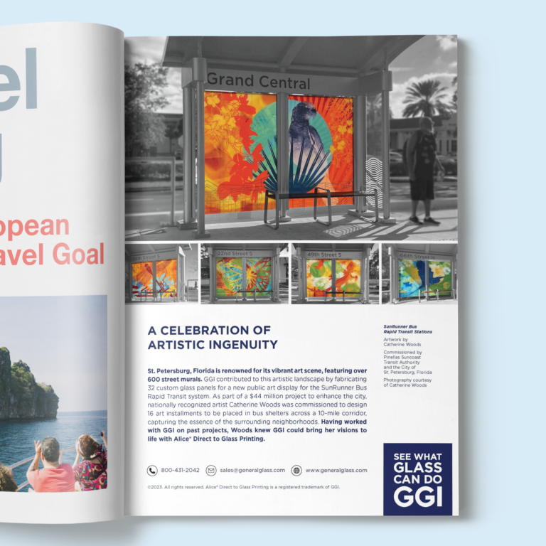 GGI Glass Magazine Sun Runner Bus Ad mockup